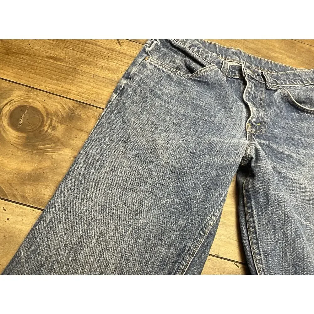 Vintage Levi’s 684 Orange Tab Bell Bottom Jeans 28x30 USA 70s Flare Distressed